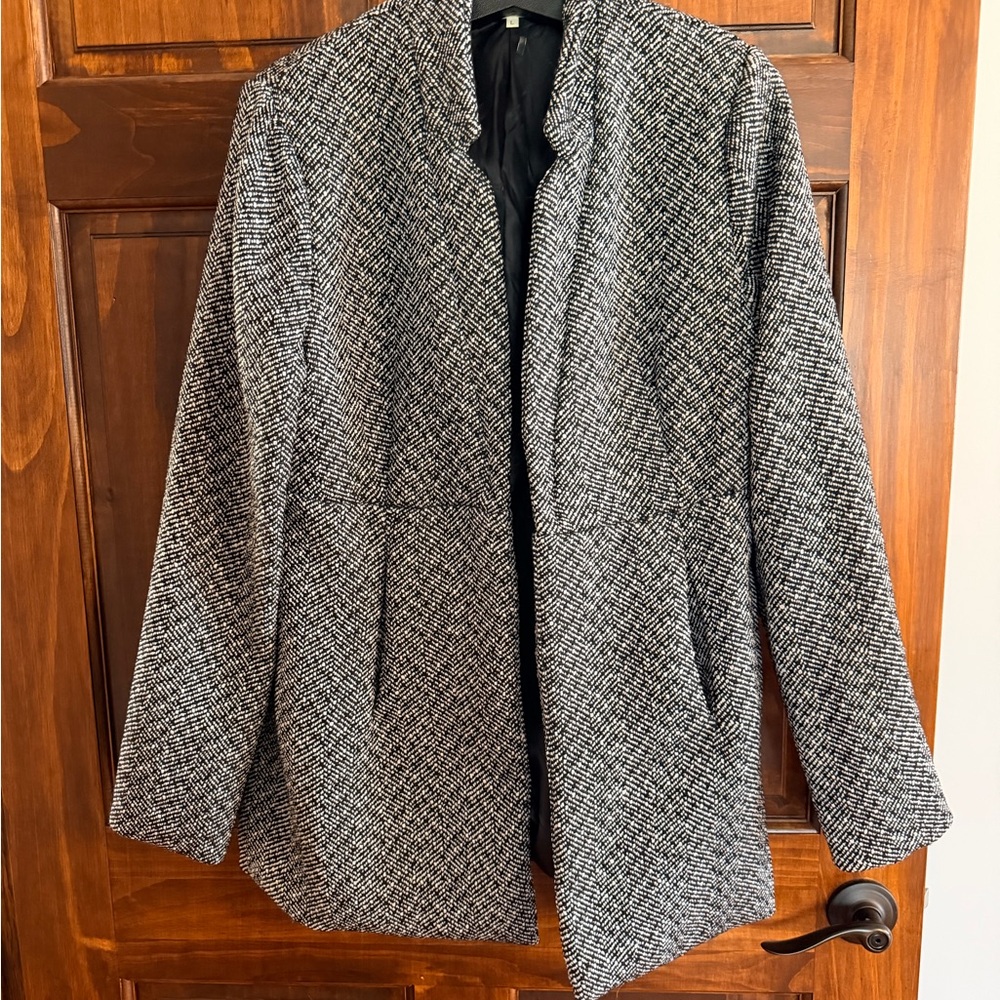 Black and White Textured Blazer